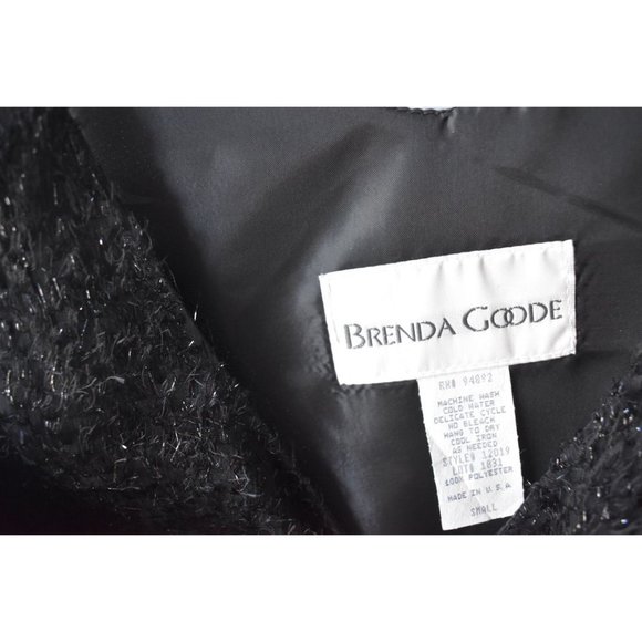 Vintage Women's Brenda Goode Retro Black Feathery Sparkle Top S - Picture 4 of 5